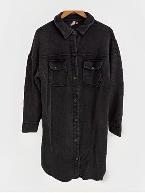 Anthropologie Pilcro Duster Shacket Corduroy Jacket Button Up Gray Size Small